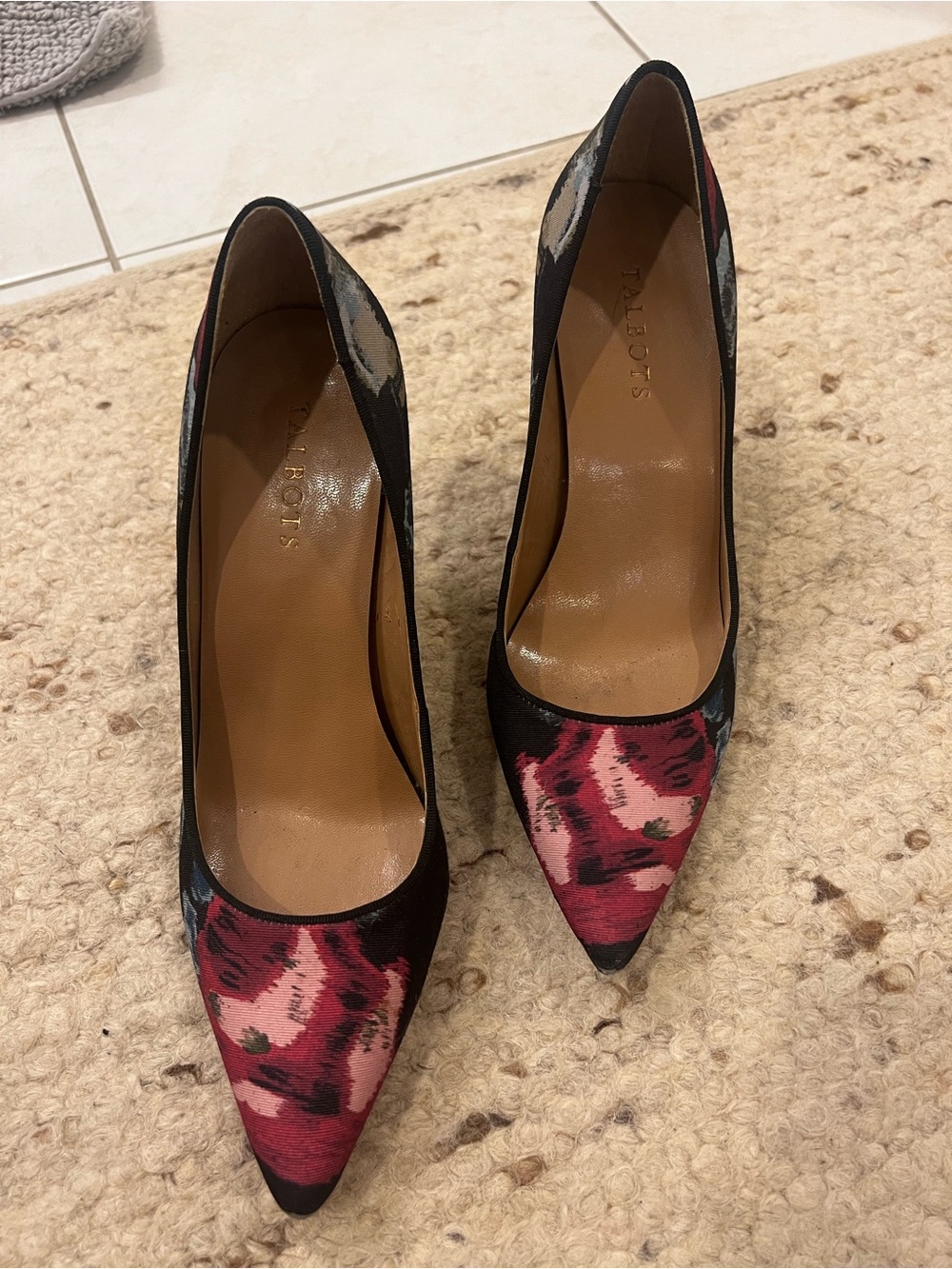 Talbots Floral Pointed-Toe Pumps in Pink and Black